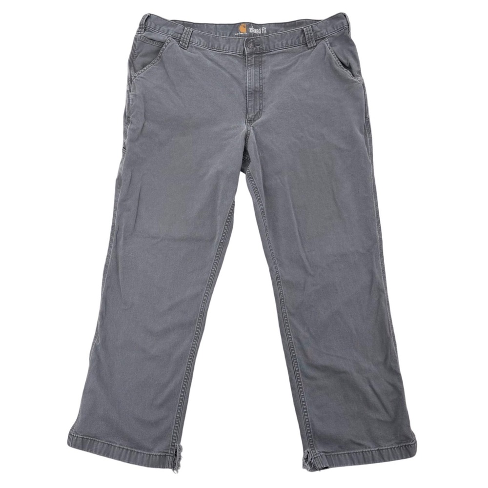 Carhartt‎ Relaxed Fit Pants Mens Gray Canvas Carpenter Workwear Distressed